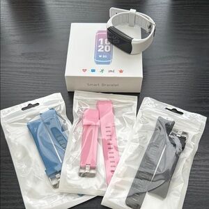 Smart Bracelet with Interchangeable Bands - Black, Blue, Pink